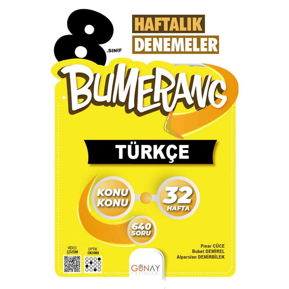 Günay 8. SINIF Bumerang 32 Haftalık Türkçe Denemeleri