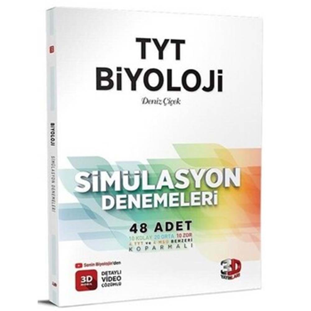 3D Yayınları TYT Biyoloji 48 li Simülasyon Denemeleri Tamamı Video Çözümlü