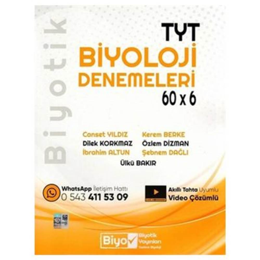 Biyotik Yayınları TYT Biyoloji Biyotik 60 x 6 Denemeleri