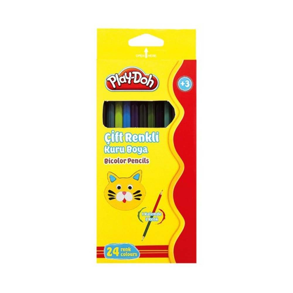 PLAY-DOH BICOLOR KURUBOYA KALEMİ 12 Lİ 24 RENK