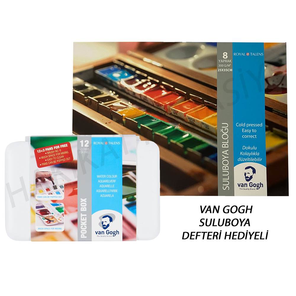 VAN GOGH WATERCOLOUR SET 12+3 (S.BOYA BLOK HEDİYELİ)