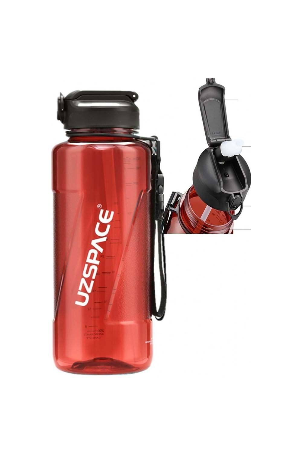 UZSPACE MATARA TRITAN / PİPETLİ 1500 ML KIRMIZI -6058