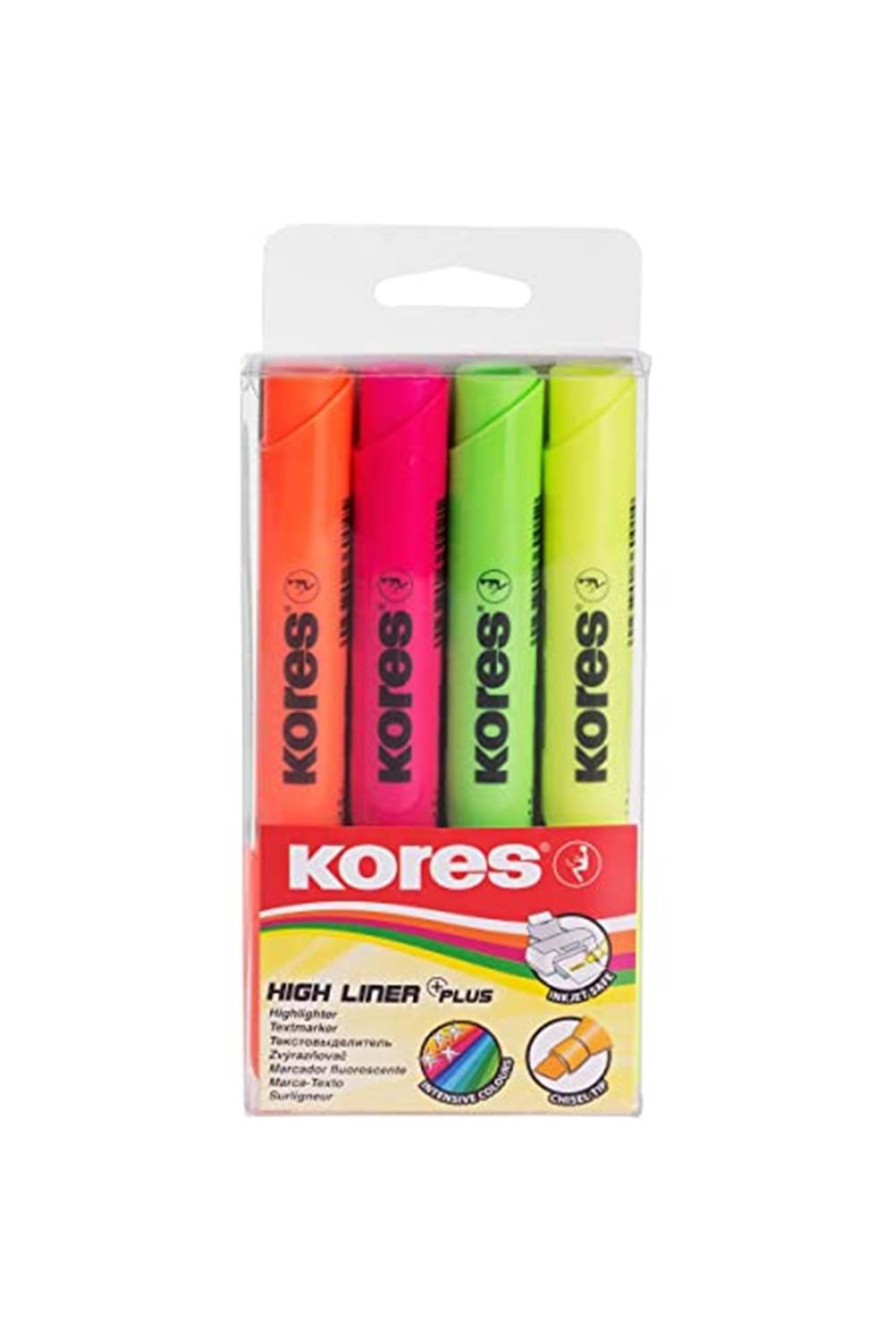 KORES HIGH LINER FOSFORLU KALEM KESKİ UÇ KARIŞIK RENK 4LÜ