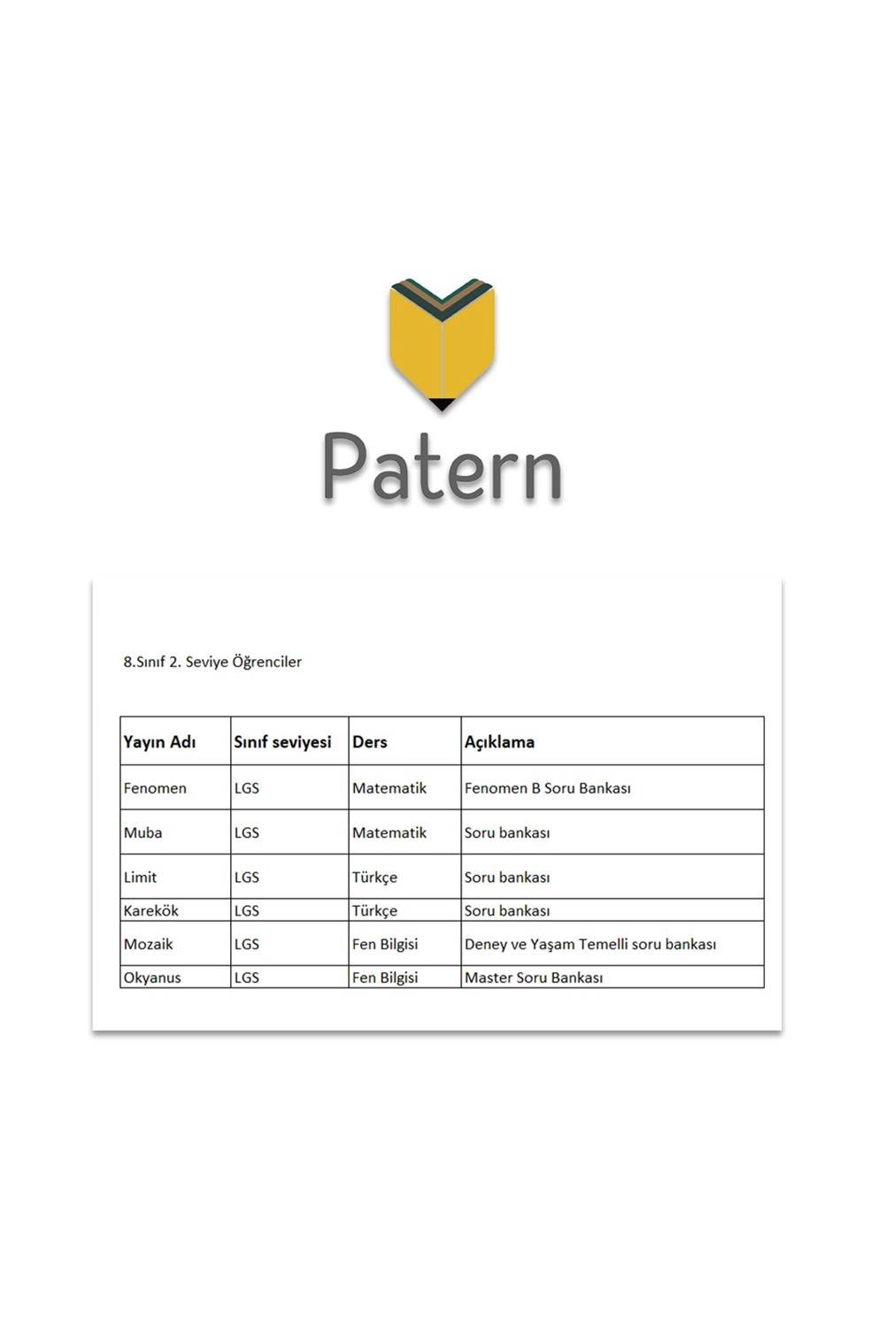 PATERN 8.SINIF 2.SEVİYE SET