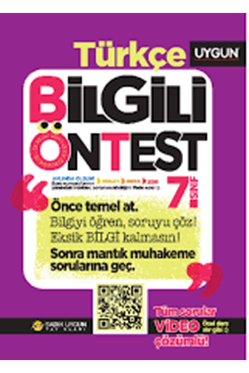 7.Sınıf Bilgili Ön Test Türkçe Sadık Uygun Yayınları
