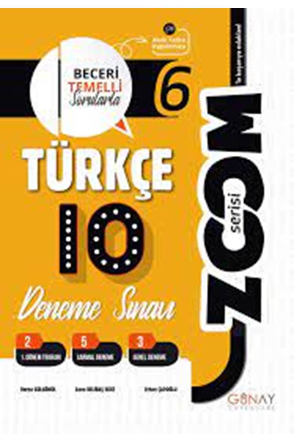 Günay Yayınları 6. Sınıf Türkçe Zoom 10 lu Branş Denemeler