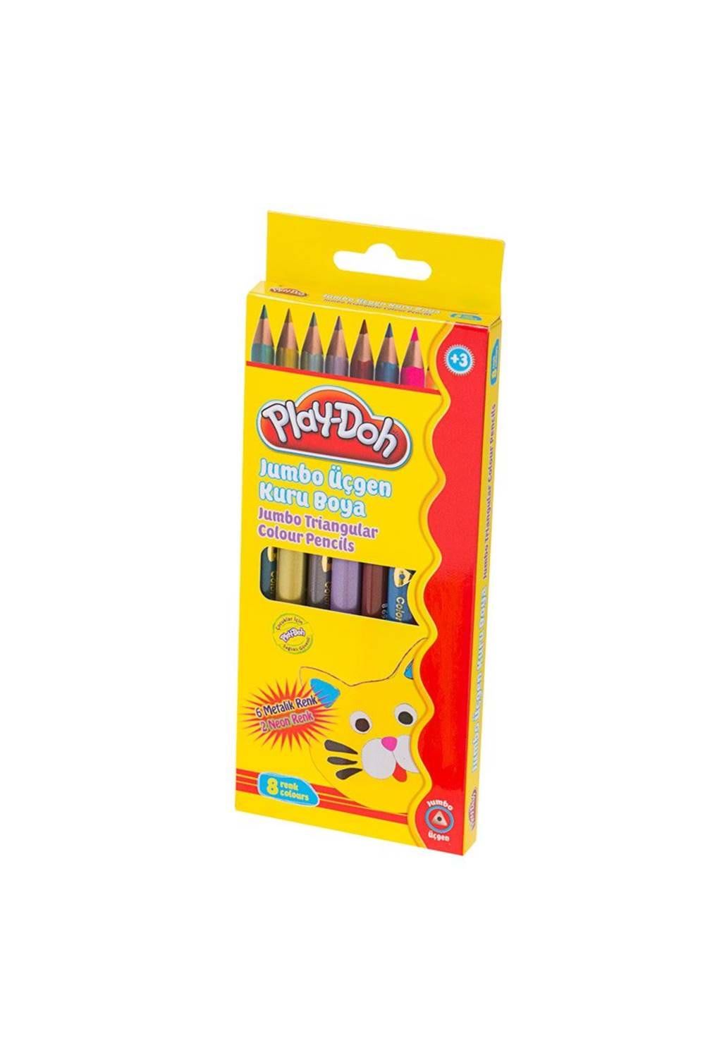 Play-Doh 6 Renk Metalik + 2 Renk Neon Jumbo Kuru Boya