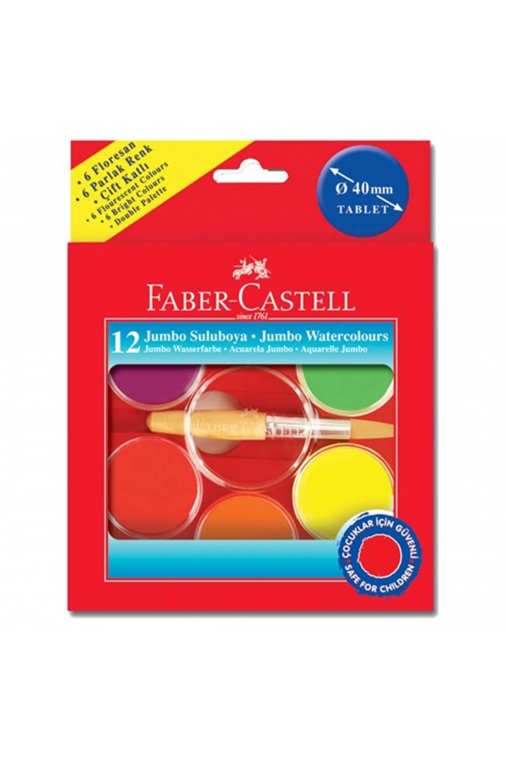 FABER CASTELL JUMBO SULUBOYA, 40 MM. 12 RENK