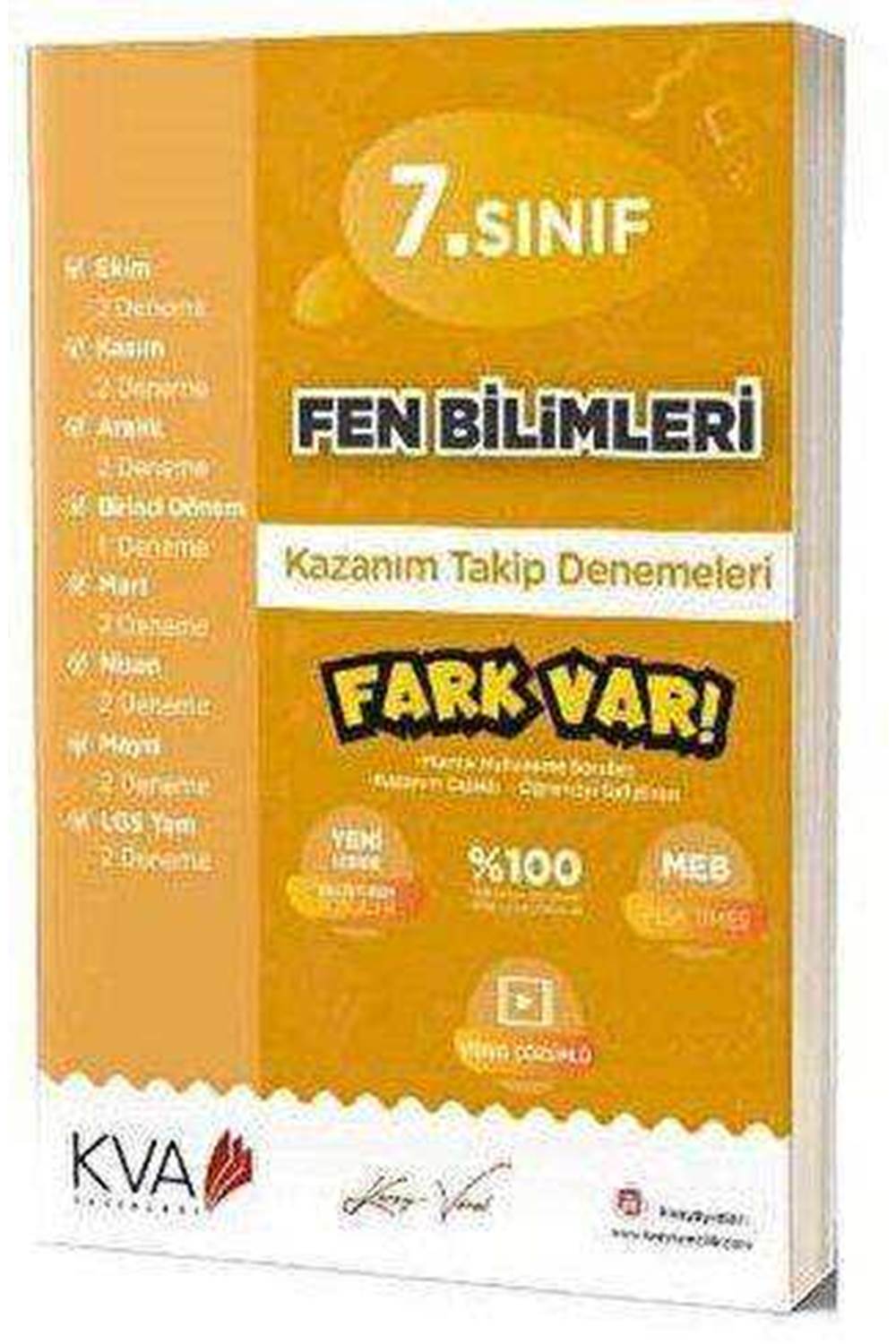 Koray Varol Akademi 7. Sınıf Fen Bilimleri Fark Var Kazanım Takip Denemeleri
