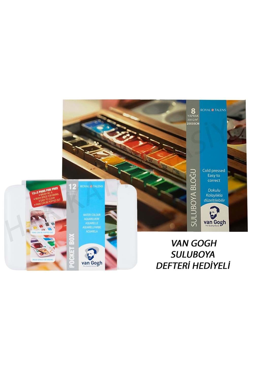 VAN GOGH WATERCOLOUR SET 12+3 (S.BOYA BLOK HEDİYELİ)