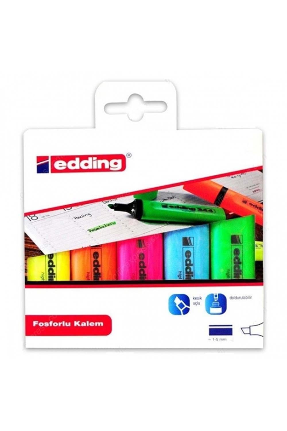 EDDING 344 FOSFORLU KALEMİ 5Lİ PŞT KARIŞIK