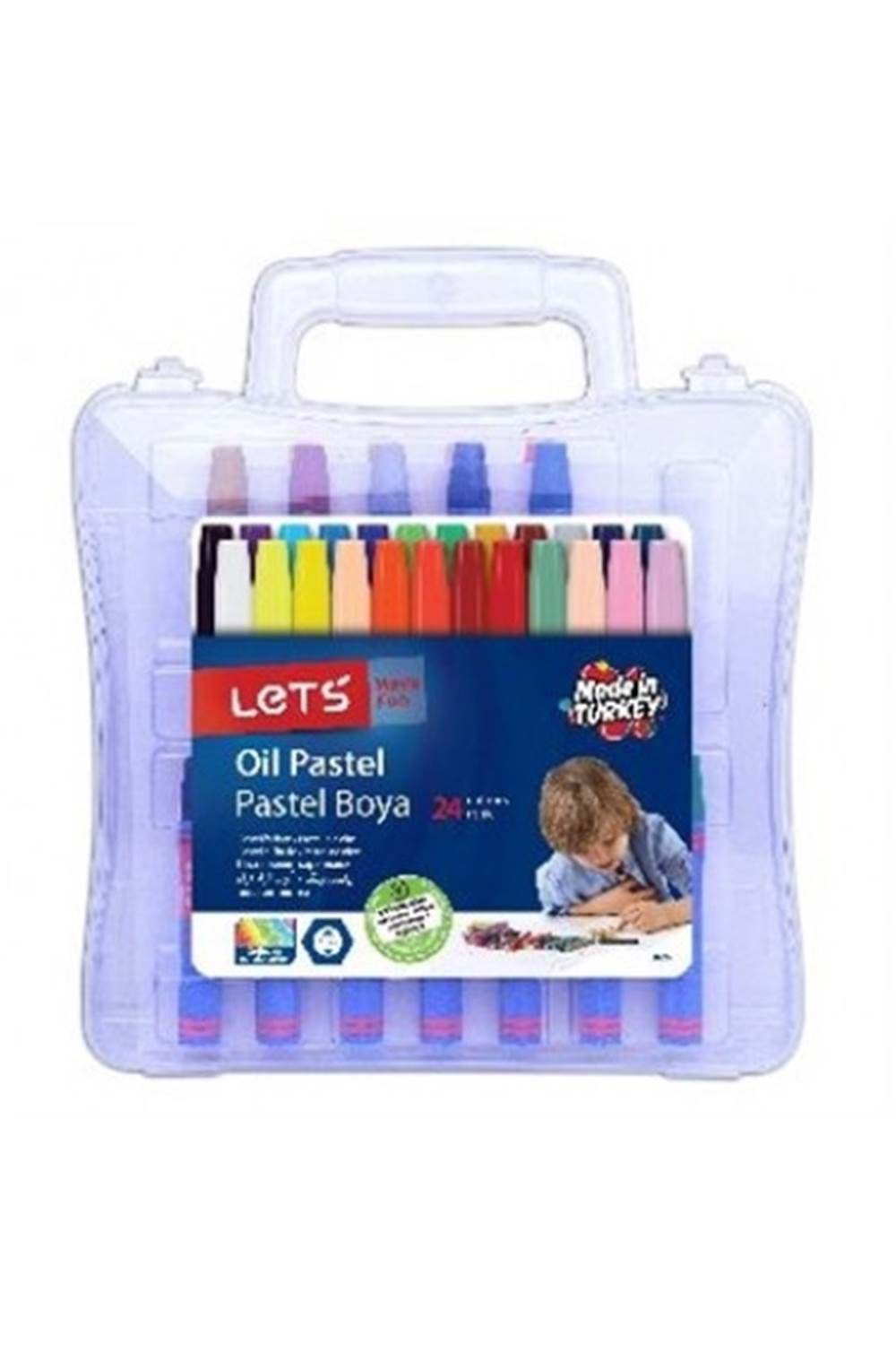 24 Renk Plastik Çantalı Pastel Boya Lets