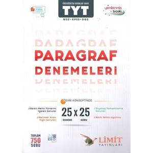 Limit Yayınları TYT MSÜ KPSS DGS Paragraf 25 X 25 Denemeleri