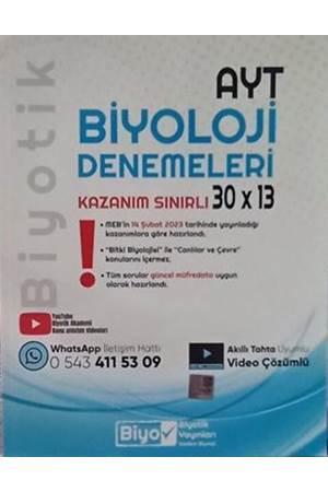 YKS AYT *ÖZEL* DENEME 30LU BİYOLOJİ - 2023
