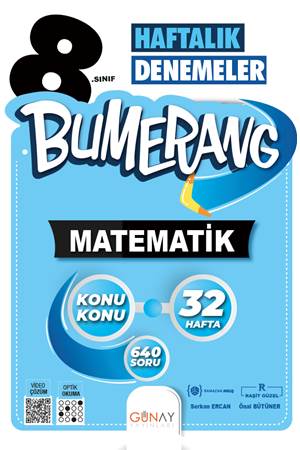 Günay Yayınları 8. Sınıf Matematik Bumerang Konu Konu Haftalık Denemeler