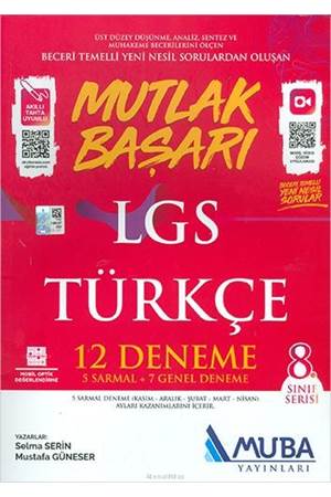 Muba Yayınları 8. Sınıf Türkçe LGS Mutlak Başarı 12 Deneme