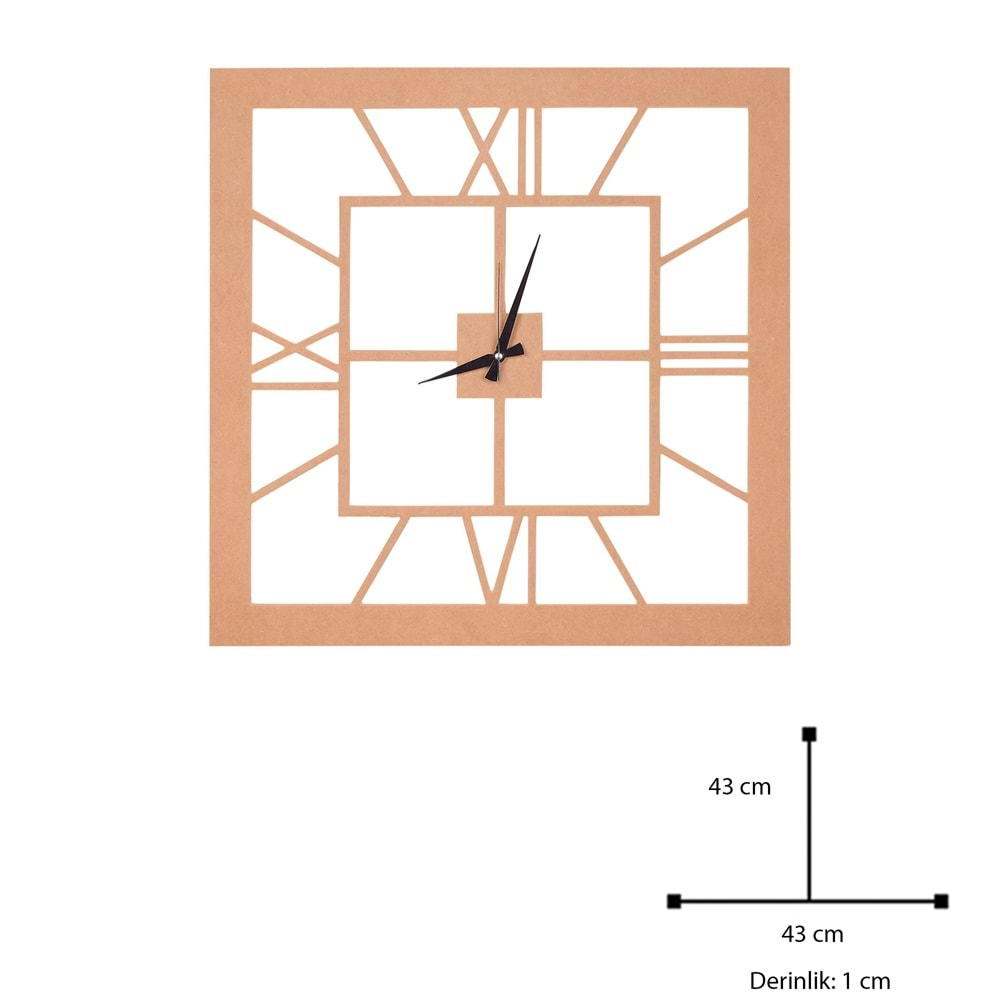 Mdf Aynalı Saat Çerçevesi 43x43cm