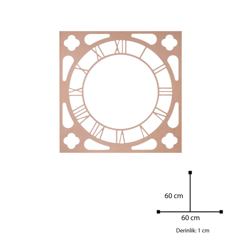 Mdf Aynalı Saat Çerçevesi 60x60cm