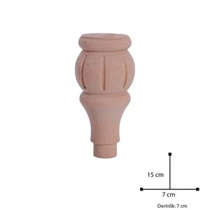 Ahşap Torna Ayak Fitilli no6 8x8x15cm | Komidin Ayağı | Koltuk Ayağı