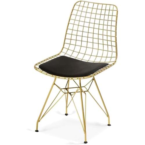 Metal Sandalye Tel Remıx Altın