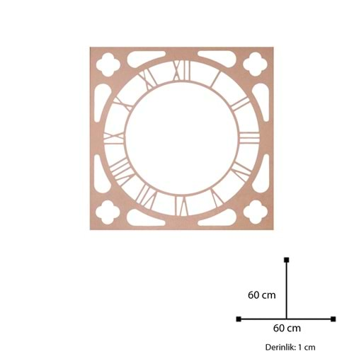 Mdf Aynalı Saat Çerçevesi 60x60cm