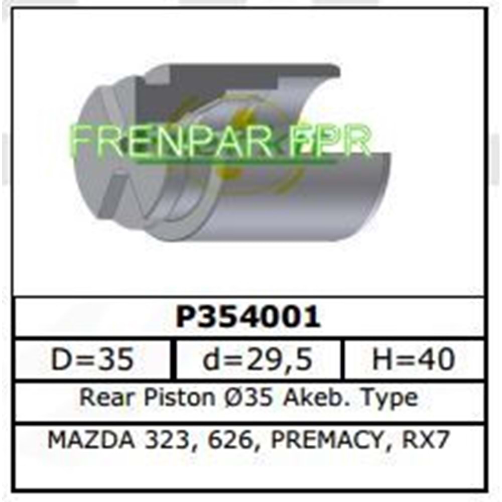 Fren Kaliper Pistonu Arka Mazda 323, 626
