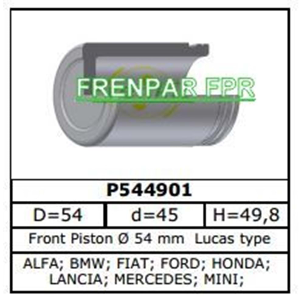 Fren Kaliper Pistonu Ön Bmw, Honda, Lancia, Mercedes, Mitsubishi, Peugeot, Renault, Rover, Skoda, Toyota, Volvo