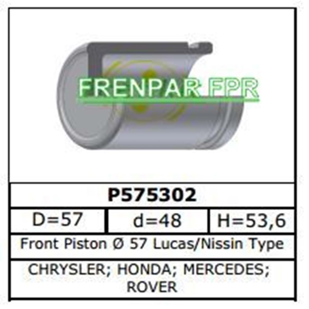 Fren Kaliper Pistonu Ön Honda Accord, Chreysler PT.Cruiser, Mercedes A 160, Rover 600