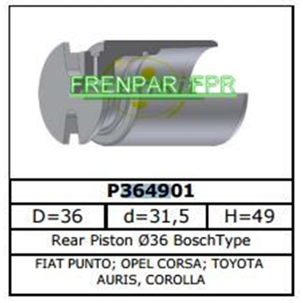 Fren Kaliper Pistonu Arka Fiat, Nissan, Opel, Toyota, Honda, Peugeot