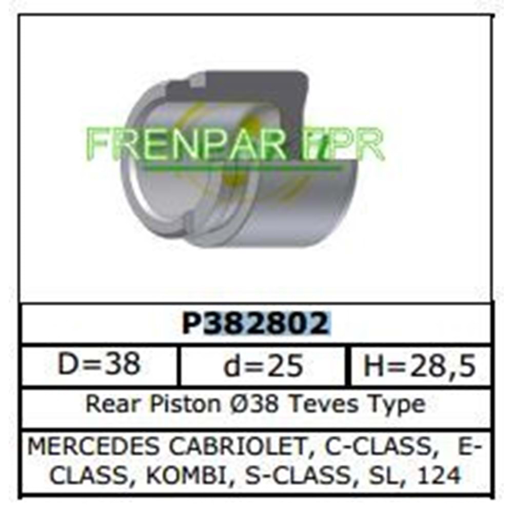 Fren Kaliper Pistonu Arka Mercedes W202