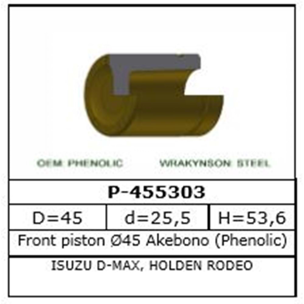 Fren Kaliper Pistonu Isuzu D-Max 2.5 DITD 3.0 D 4X4 07-