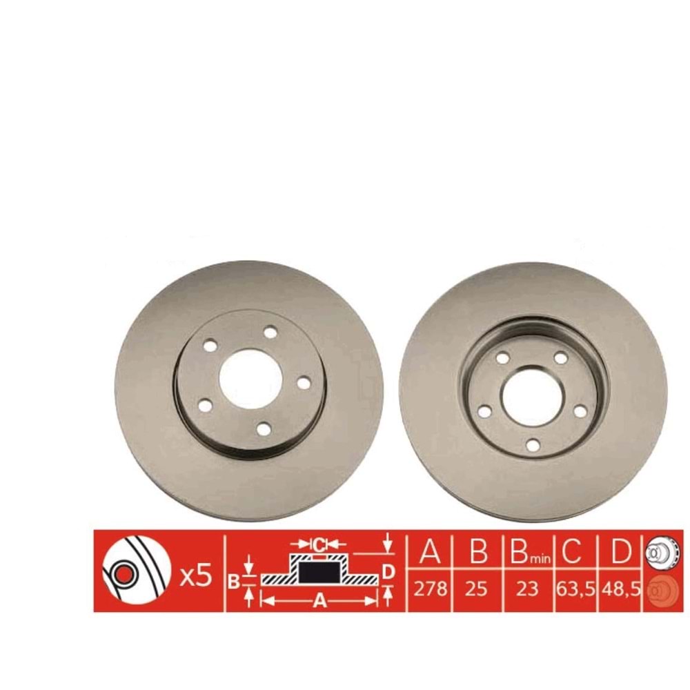 Fren Diski Ford, Volvo - 278 MM -