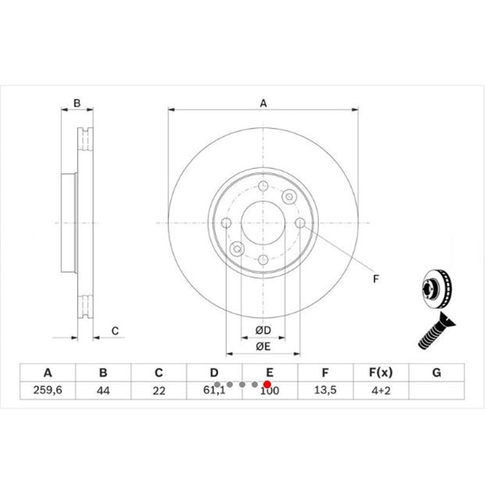 Fren Diski Ön Renault Clio, Zoe - 259 mm