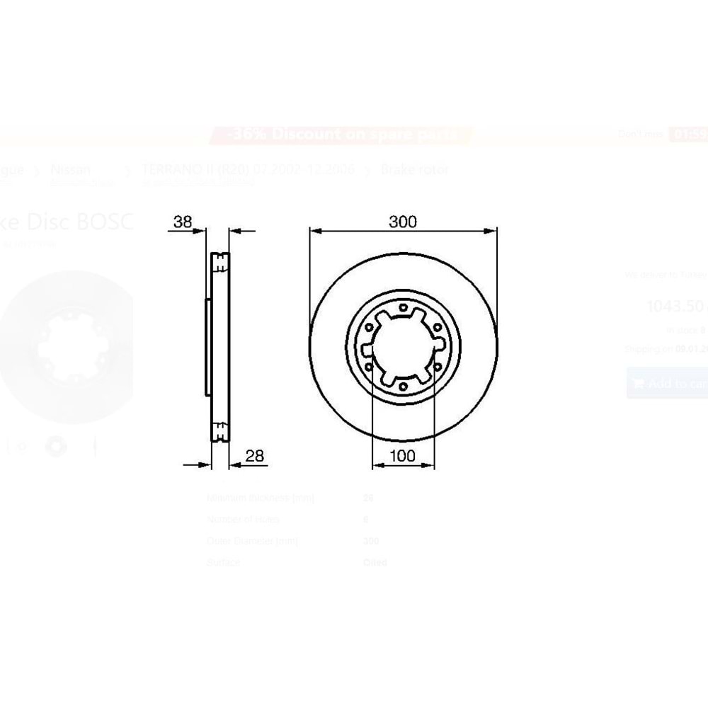 Fren Diski Nissan Pick up Ön - 300 MM