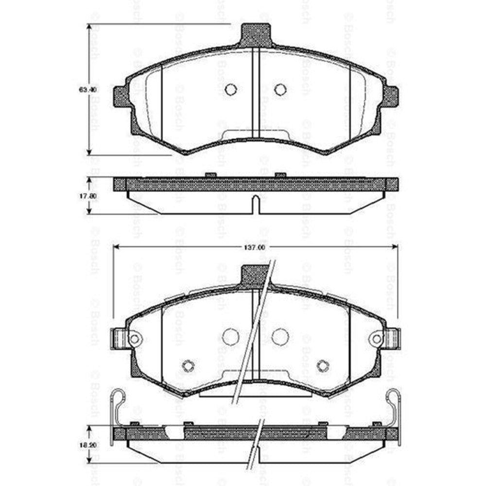 Disk Balata Hyundai Matrix, Elentra, Kia Cerato Ön - Bosch