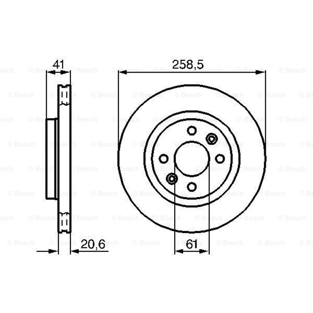 Fren Diski Renault Clio, Kango, Dacia Logan , Sandero, Nissan Kubistar Ön - 258,5 MM - Bosch