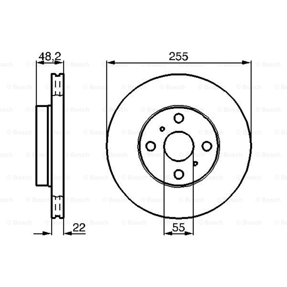 Fren Diski Toyota Corolla 1.3, 1.6 Ön - 255 MM - Bosch