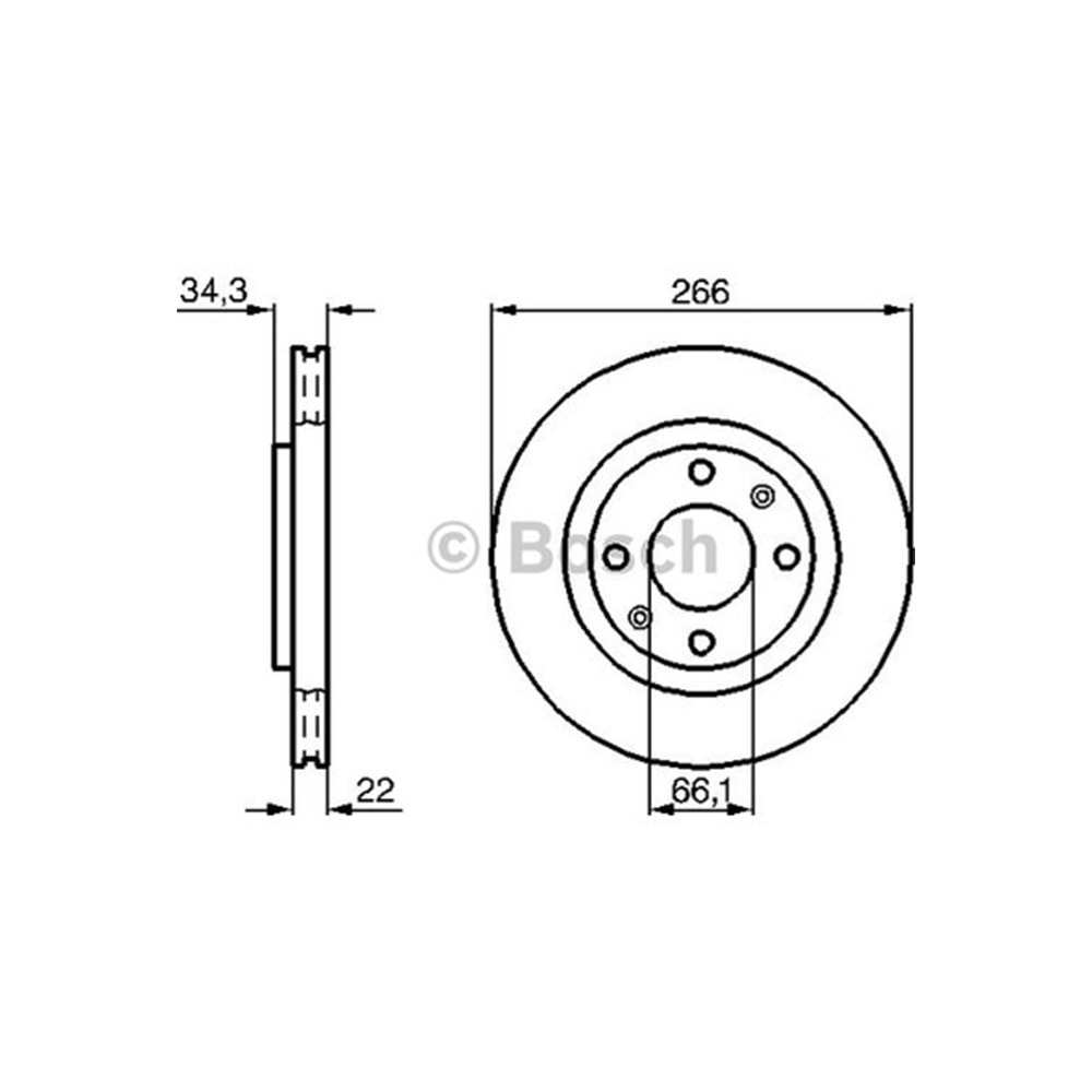 Fren Diski Peugeot 1007,206, 207, 307, Partner,citroen Ön - 266 MM - Bosch