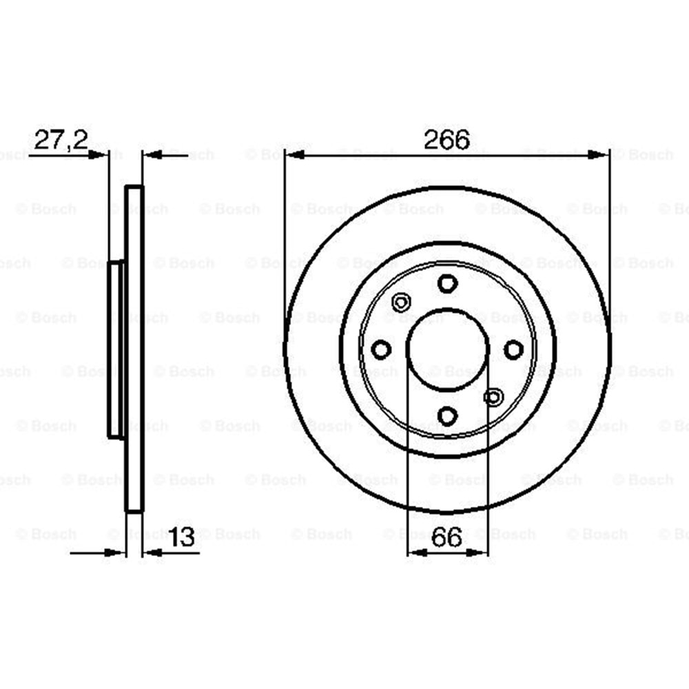 Fren Diski Peugeot Partner 1,4, Citroen C3 1,4 HDI Ön - 266 MM - Bosch