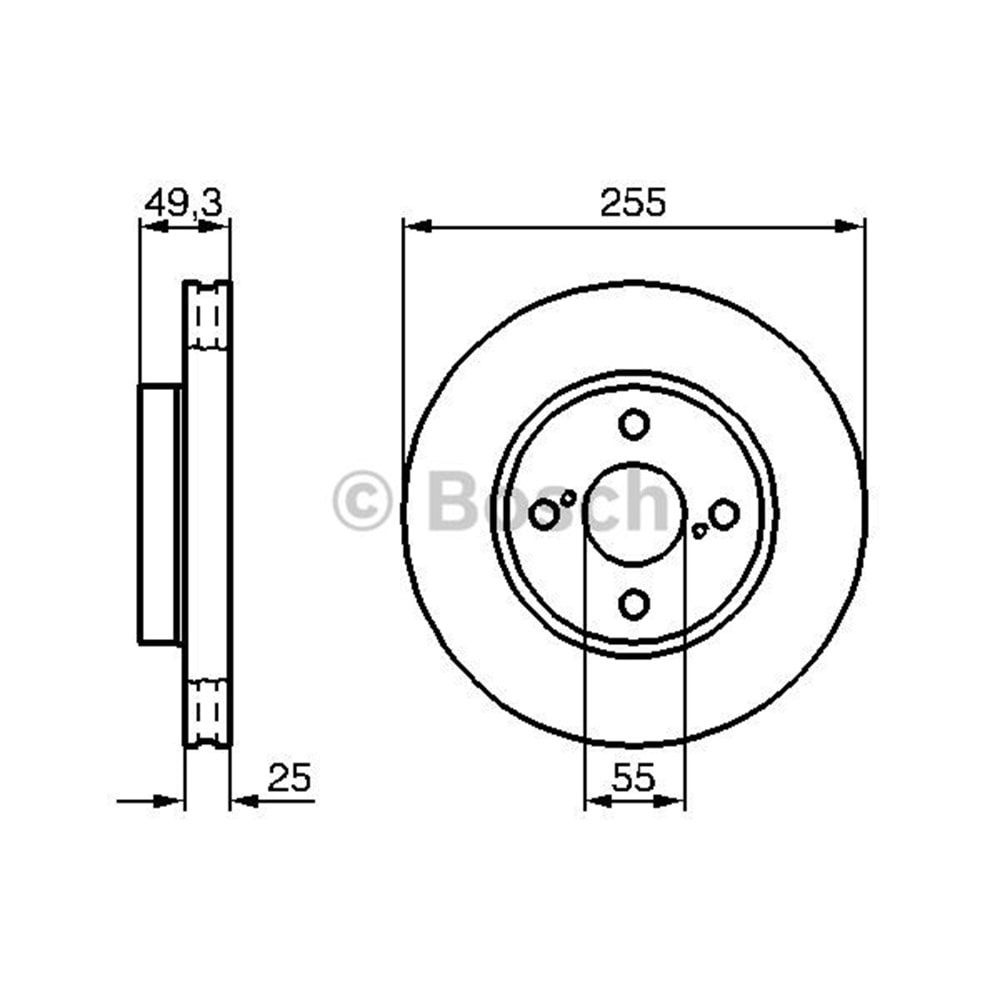 Fren Diski Toyota Corolla VVT Benzinli 00-07 Ön - 255 mm - Bosch