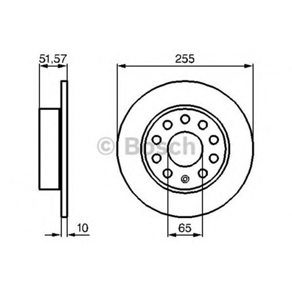 Fren Diski Vw Golf 5 1.6, 1.9, Caddy III Arka - 255 MM - Bosch