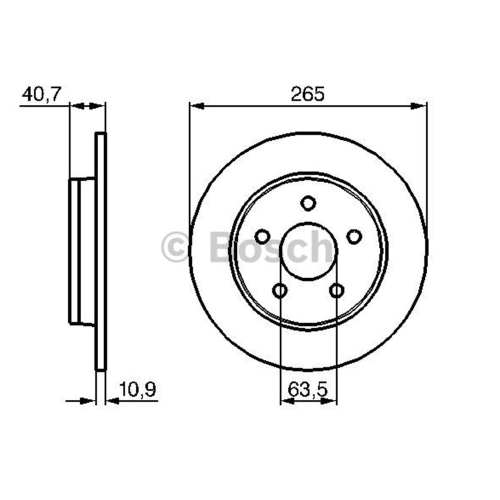 Fren Diski Ford Focus C Max Arka - 265 mm - BOSCH