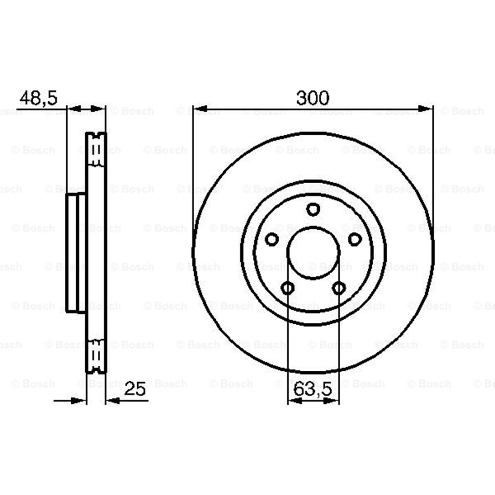 Fren Diski Ford C-MAX, Focus, Kuga, Land Rover, Freelander, Volvo C30, C70 Ön - 300 MM - Bosch