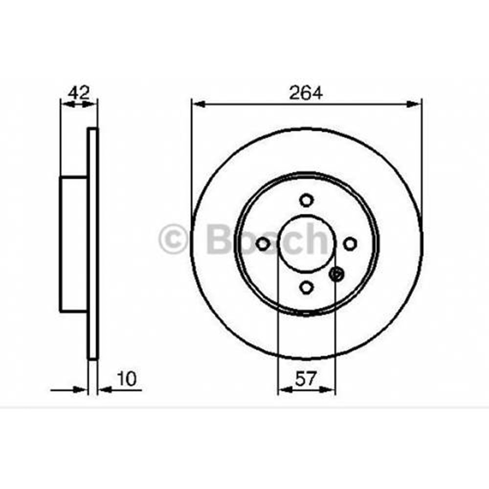 Fren Diski Opel Astra H, Combo C, Corsa C, Meriva A Arka - 264 MM - Bosch