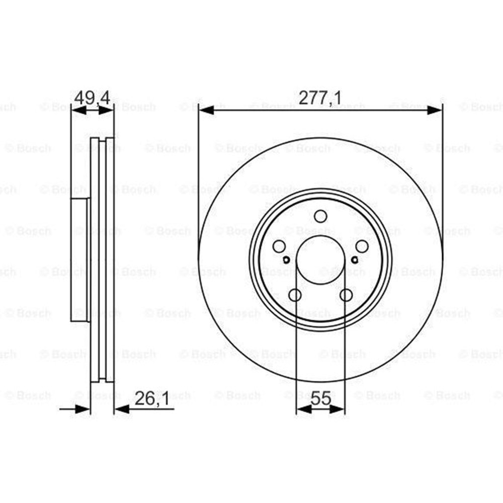 Fren Diski Toyota Avensis T25 03-08 Ön - 277 MM - Bosch