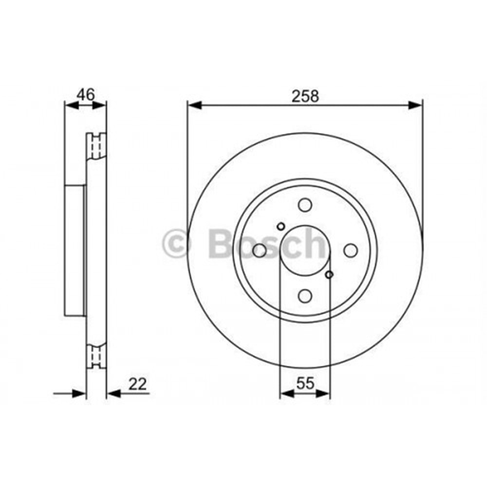 Fren Diski Toyota Yaris 05-10, Daihatsu Charade VIII Ön - 258 MM - Bosch