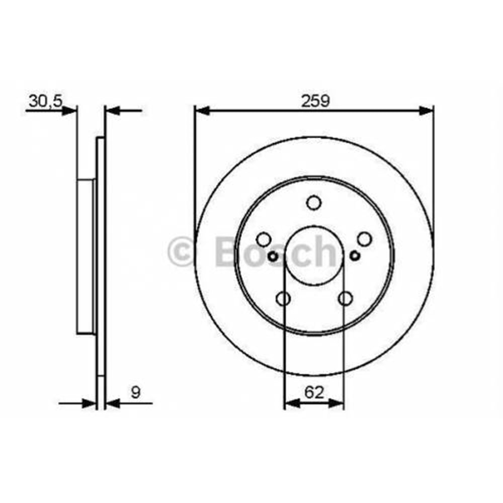 Fren Diski Toyota Corolla Auris Arka - 259 MM - Bosch