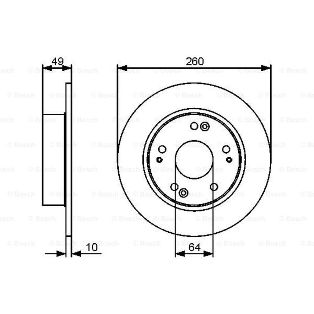 Fren Diski Honda Accord VIII Arka - 260 MM - Bosch