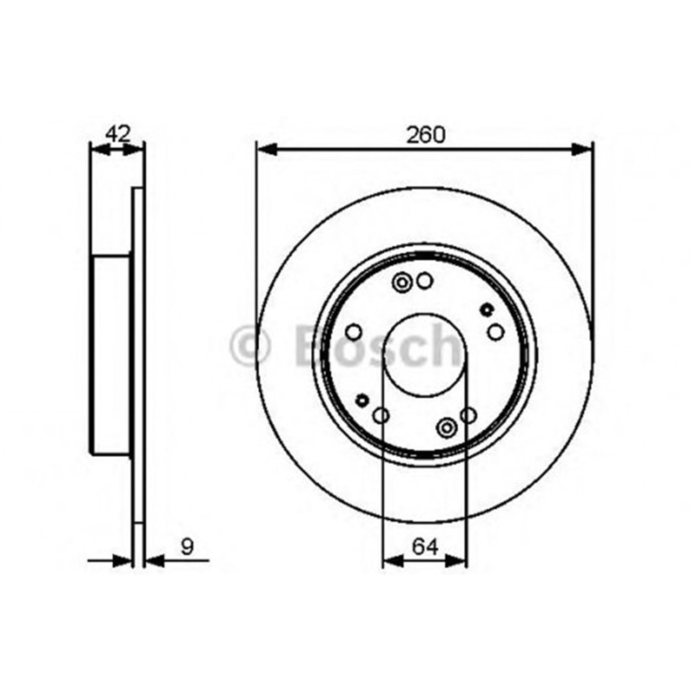 Fren Diski Honda Civic IX 12>, Civic VIII 05-12 Arka - 260 MM - Bosch