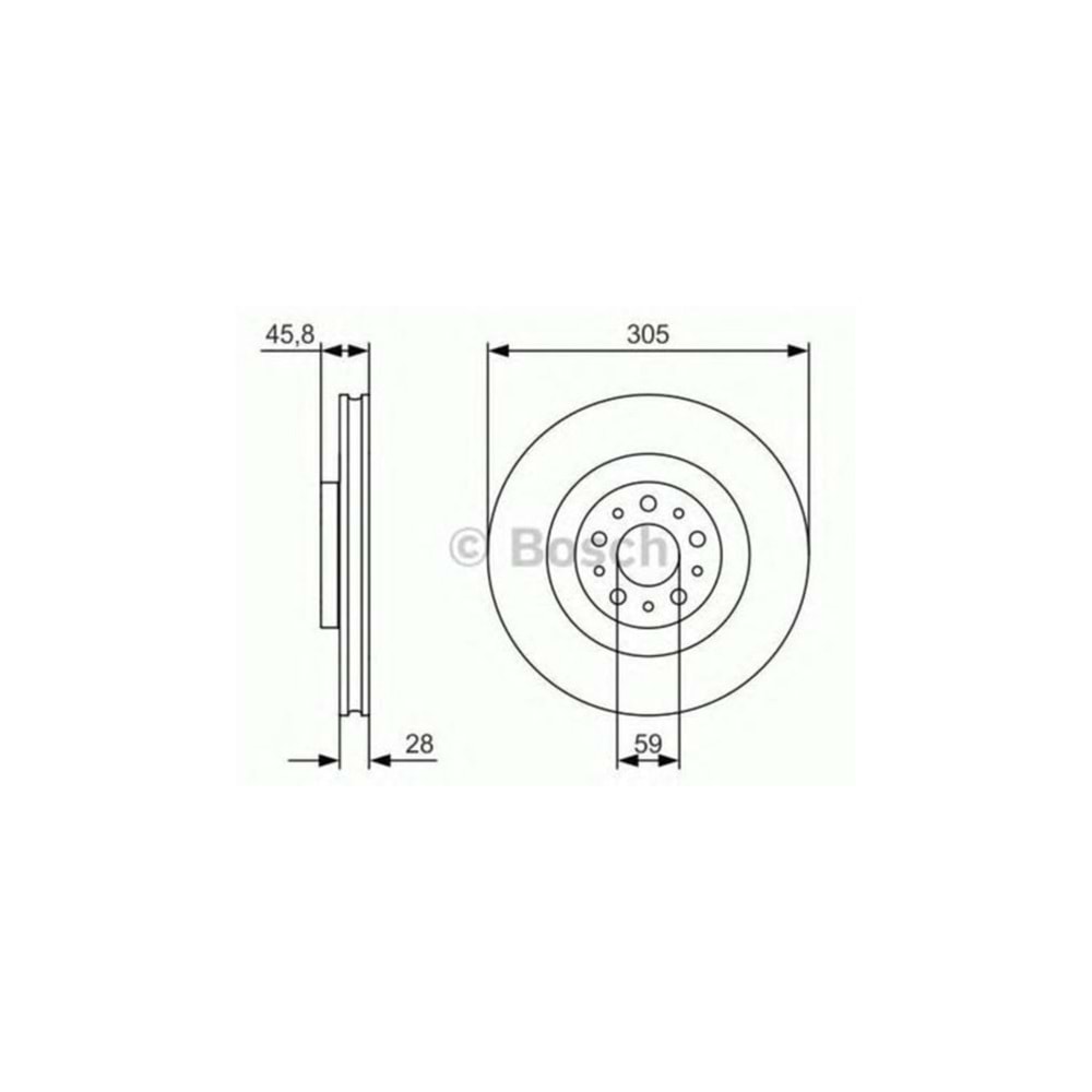Fren Diski Fiat Doblo Maxi 2010>1.3, 1.4, 1,6, Fiat 500 İ, Opel Combo Ön - 305 MM - Bosch